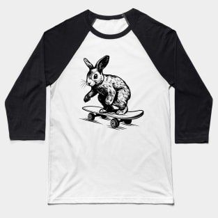 Rabbit Lover Bunny on Skateboard Baseball T-Shirt